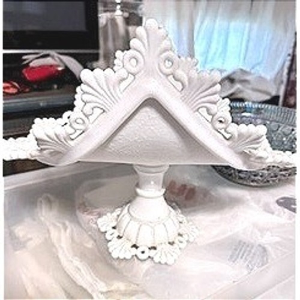 Vintage Style White Milk Glass Pedestal Banana Boat Ornate Scalloped Centerpiece